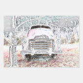 Rustic Truck  White Grey Retro Disted Inpakpapier Vel (Voorkant 3)