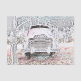  Rustic Truck  White Grey Retro Disted Tissuepapier