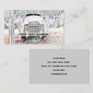 Rustic Truck  White Grey Retro Disted Visitekaartje