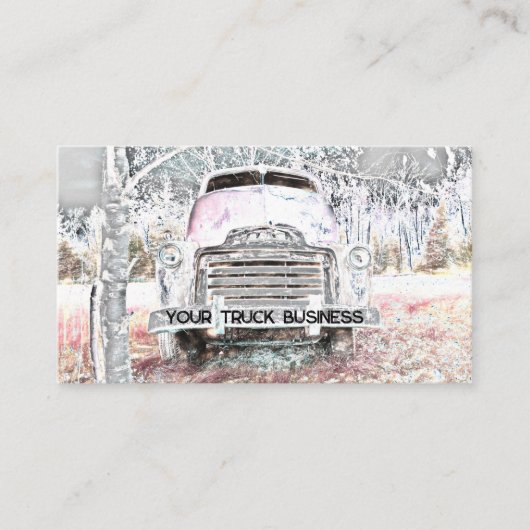 Rustic Truck White Grey Retro Disted Visitekaartje (Voorkant)