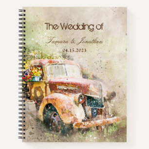 Rustic Truck Wildbloemen Waterverf  Bridal Notitieboek