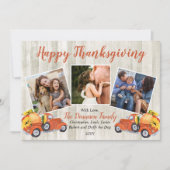 Rustic Truck |Zonbloemen FotoHappy Thanksgiving Feestdagenkaart (Voorkant)