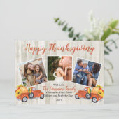 Rustic Truck |Zonbloemen FotoHappy Thanksgiving Feestdagenkaart (Staand voorkant)
