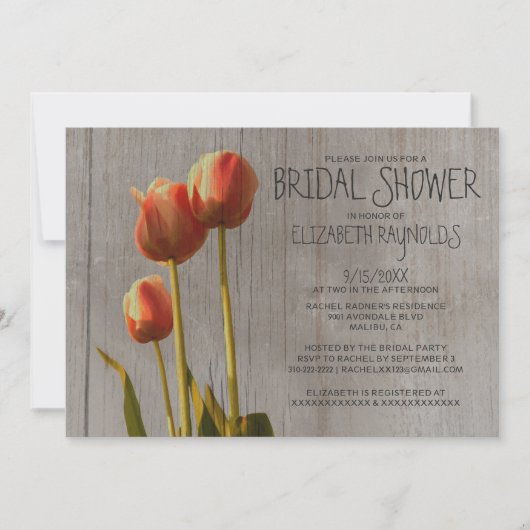 Rustic Tulip Bridal Shower Invitations Kaart (Voorkant)
