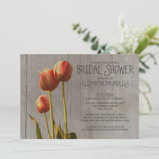 Rustic Tulip Bridal Shower Invitations Kaart (Staand voorkant)