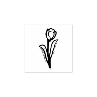 Rustic Tulip Folk Art Flower Floral Lino-cut look Rubberstempel