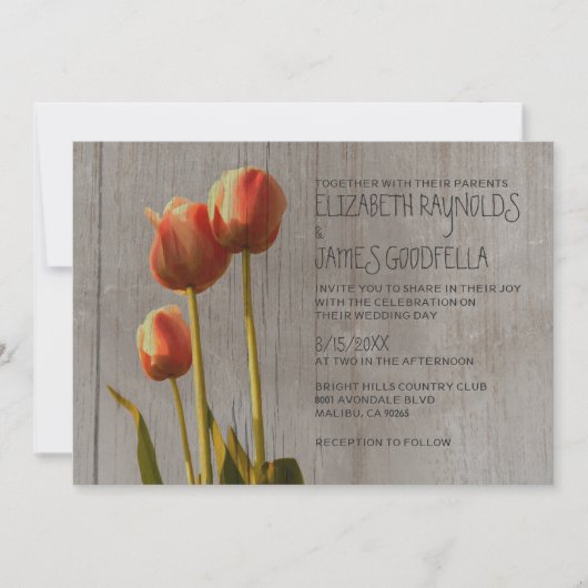Rustic Tulip Wedding Invitations Kaart (Voorkant)