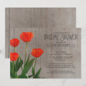 Rustic Tulips Bridal Shower Invitations Kaart (Voorkant / Achterkant)