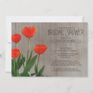 Rustic Tulips Bridal Shower Invitations Kaart