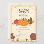 Rustic Turkey Pumpkin Thanksgiving Dinner Fall  Kaart (Voorkant)