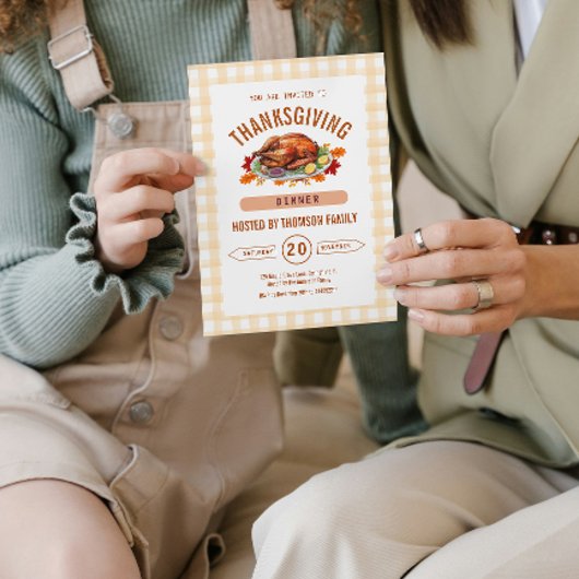 Rustic Turkey Thanksgiving Dinner Gingham Fall  Kaart