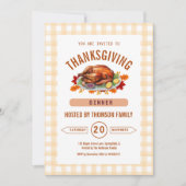 Rustic Turkey Thanksgiving Dinner Gingham Fall  Kaart (Voorkant)