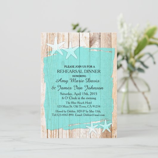 Rustic turkooise repetitief diner nodigt tq1 uit kaart (Staand voorkant)