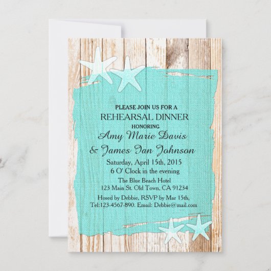 Rustic turkooise repetitief diner nodigt tq1 uit kaart (Voorkant)