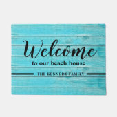 Rustic Turquoise Beach House Familienaam Welkom Deurmat (Voorkant)