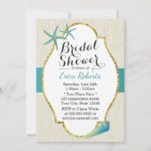 Rustic Turquoise Beach Seashells Vrijgezellenfeest Kaart (Voorkant)