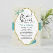 Rustic Turquoise Beach Seashells Vrijgezellenfeest Kaart (Staand voorkant)