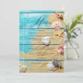 Rustic Turquoise Beach Wedding Menu (Staand voorkant)