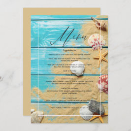 Rustic Turquoise Beach Wedding Menu