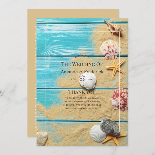 Rustic Turquoise Beach Wedding Programmakaart (Voorkant / Achterkant)