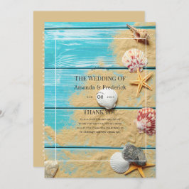 Rustic Turquoise Beach Wedding Programmakaart