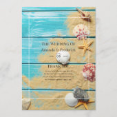 Rustic Turquoise Beach Wedding Programmakaart (Voorkant)