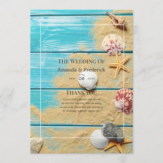 Rustic Turquoise Beach Wedding Programmakaart (Voorkant)