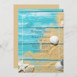 Rustic Turquoise Beach Wedding Rehearsal Dinner Kaart