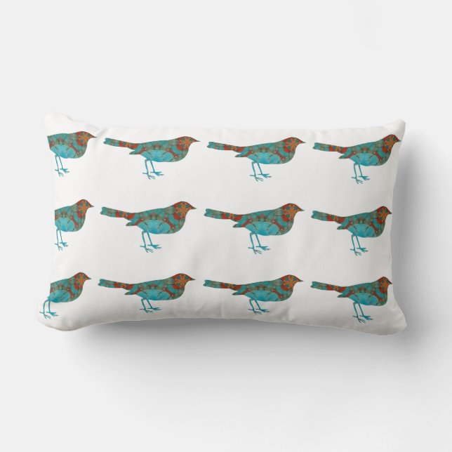 Rustic Turquoise Bird Kussen (Voorkant)