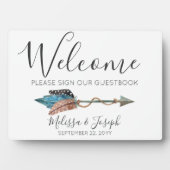 Rustic Turquoise Boho Arrow Welkomstboekje Fotoplaat (voorkant)