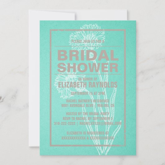 Rustic Turquoise Bridal Shower Invitations Kaart (Voorkant)