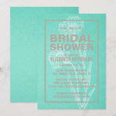 Rustic Turquoise Bridal Shower Invitations Kaart (Voorkant / Achterkant)