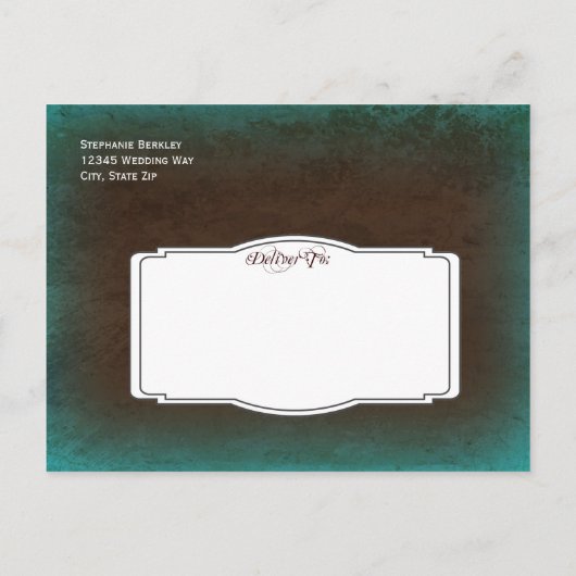 Rustic Turquoise Brown Save the Date Briefkaarten (Achterkant)
