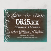 Rustic Turquoise Brown Save the Date Briefkaarten (Voorkant)
