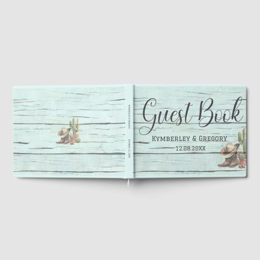 Rustic Turquoise Country Western Boots Pet Gastenboek (Volledig)