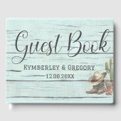 Rustic Turquoise Country Western Boots Pet Gastenboek (Voorkant)