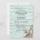 Rustic Turquoise Country Western Boots Pet Kaart (Voorkant)