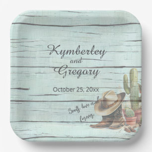 Rustic Turquoise Country Western Boots Pet Papieren Bordje