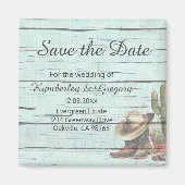 Rustic Turquoise Country Western Save the Date Magneet (Voorkant)
