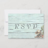 Rustic Turquoise country Western Wedding RSVP Kaartje (Voorkant)