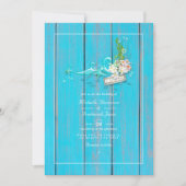 Rustic Turquoise en Coral Beach QR Code Weddenscha Kaart (Voorkant)