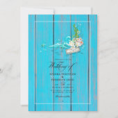Rustic Turquoise en Coral Beach Wedding Photo Kaart (Voorkant)