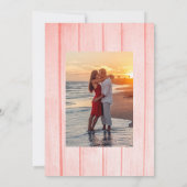 Rustic Turquoise en Coral Beach Wedding Photo Kaart (Achterkant)