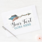 Rustic Turquoise Feathers Tribal Arrow Boho Chic Rechthoekige Sticker (Envelop)