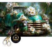 Rustic Turquoise Floral Truck Decoupage Tissuepapier