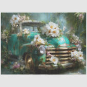 Rustic Turquoise Floral Truck Decoupage Tissuepapier (Voorkant)