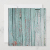 Rustic Turquoise Painted Wood Wedding Invitation Kaart (Achterkant)