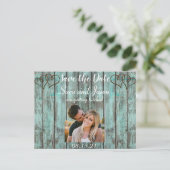 Rustic turquoise Sla de datum op Aankondigingskaart (Staand voorkant)