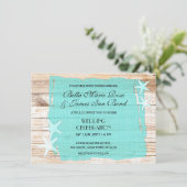 Rustic Turquoise Starfish Seashell Wedding Invite Kaart (Staand voorkant)