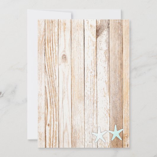 Rustic Turquoise Starfish Wedding Invitation Kaart (Achterkant)